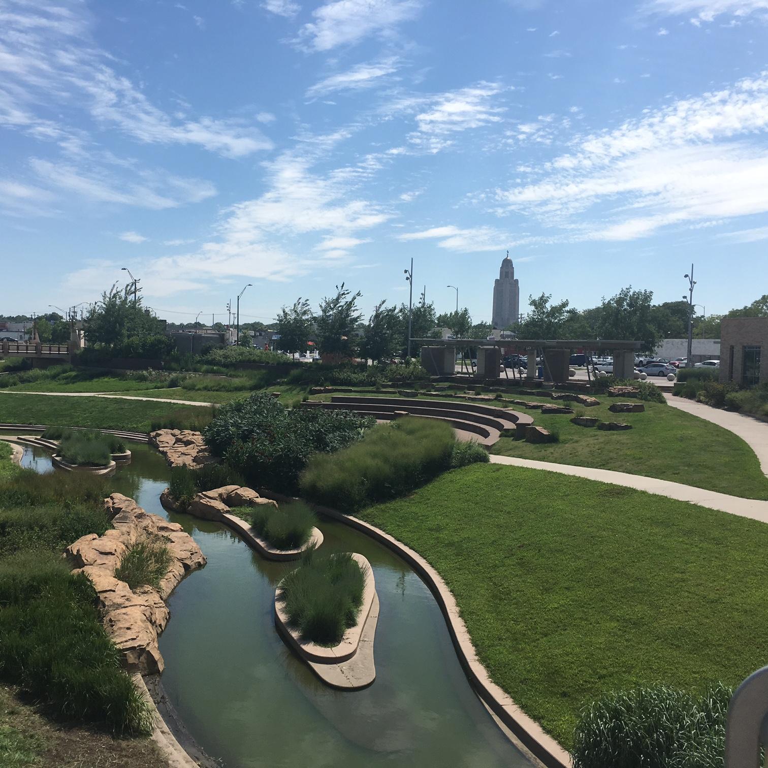 View of the amphitheater with the capitol building in the background.