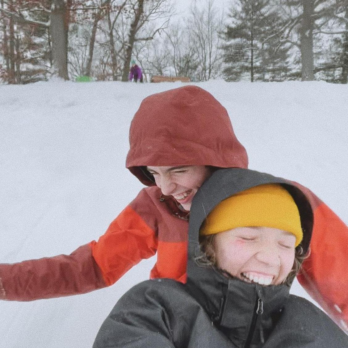 Visiting Michigan and sledding with Molly :)