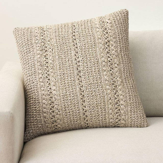 Braided Raffia Pillow Cover, driftwood, 22"