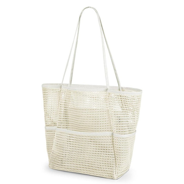 Iioscre Mesh Beach Tote Bags for Womens, Causal Beach Hobo Bags for Beach Swimming Pools Vacations Beach Essentials