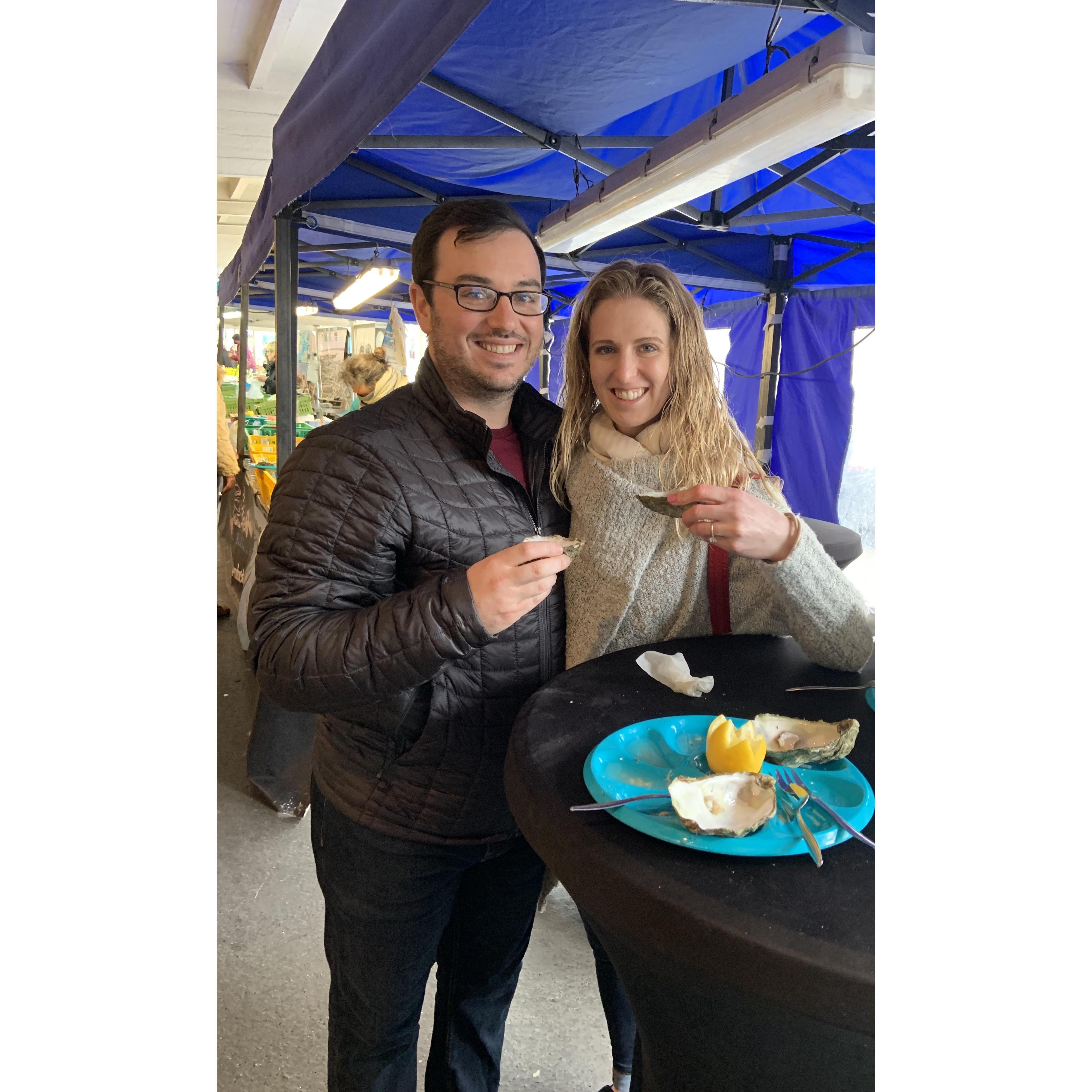 Just a couple of oysters at the Farmer’s Market in Nantes, France
