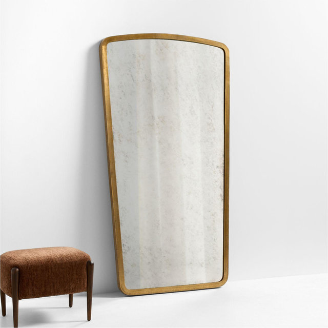 Harrington Brass Patina Metal Floor Mirror 75"x40"