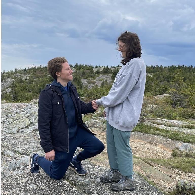 Moments after Kevin proposed, other hikers suggested we recreate the moment: atop Cadillac Mt., Acadia National Park, Amy said "Yes!"