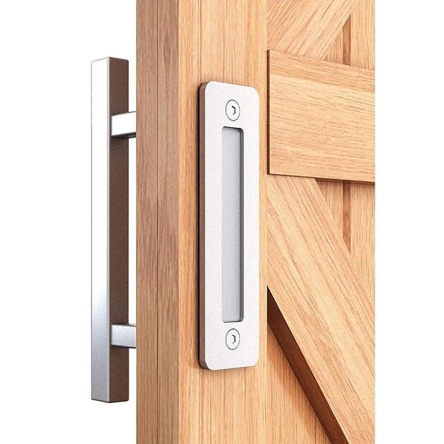 EaseLife 12" Stainless Steel Sliding Barn Door Handles and Pulls,Double Sided Hardware Set,Heavy Duty,Brushed Finish,Anti-Rust Anti-Corrosion,Easy Install