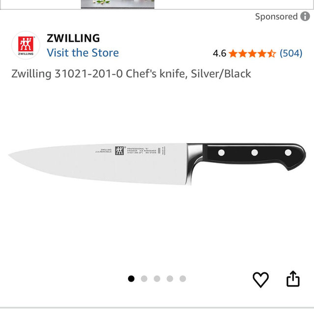 Zwilling 31021-201-0 Chef's knife, Silver/Black