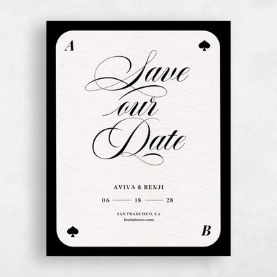 Jet Black Wedding Save the Date - Hearts Classic