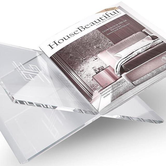 Honygebia Clear Acrylic Book Stands - Cross Frame Acrylic Book Holder, Open Bookstand for Display and Reading, Suitable for Art, Bible, Cookbook, Easel, Magazine, Textbooks 12.5" x 9.5" x 5.5"