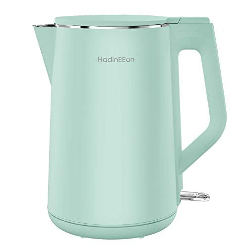 HadinEEon Electric Kettle Double Wall, 1.5L Electric Tea Kettle Stainless Steel Interior, 1500W Cool Touch Water Kettle, BPA-Free & Cordless, Auto Shut-Off & Boil-Dry Protection, 120V