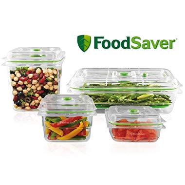 FoodSaver B01AJJ1WNA FA4SC35810-000 Fresh Vacuum Seal Food and Storage Containers, 4-Piece Set, Clear, Multi