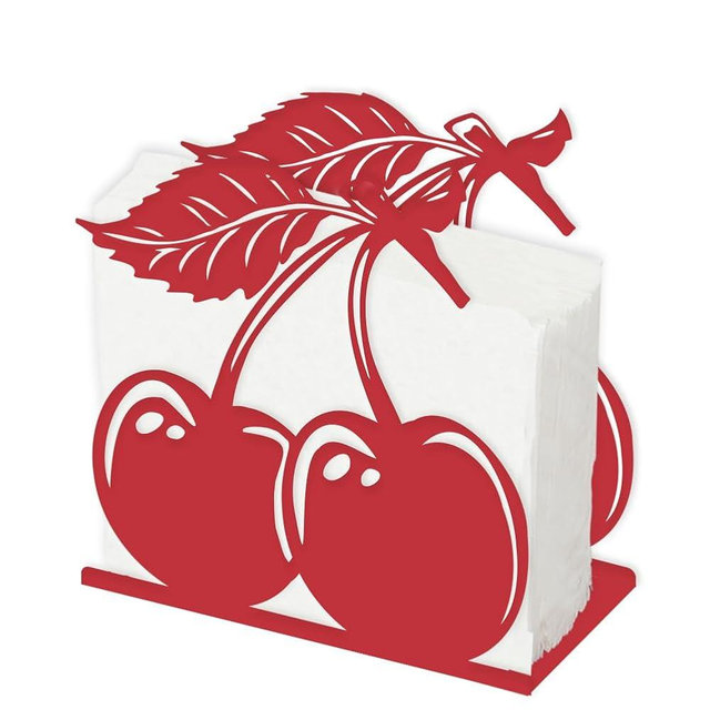 SUPERDANT Cherry Napkin Stand Metal Tissue Holder Organizer Red Paper Napkins Holders for Kitchen Serviette Holder Dispenser Home Dining Room Dinner Party Farmhouse Table Decoration