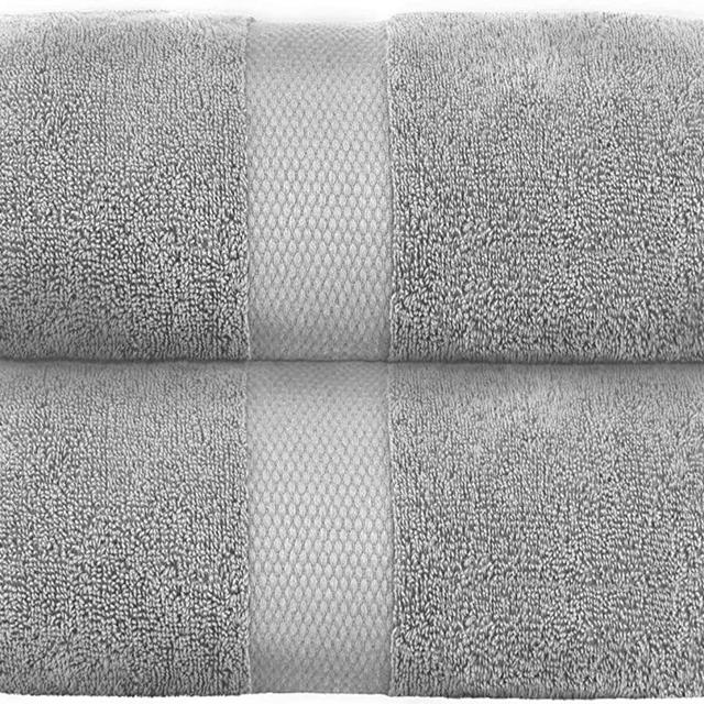 White Classic Luxury Bath Towels Large | Highly Absorbent Hotel spa Collection Bathroom Towel | 35x70 Inch | 2 Pack (Silver, 2)