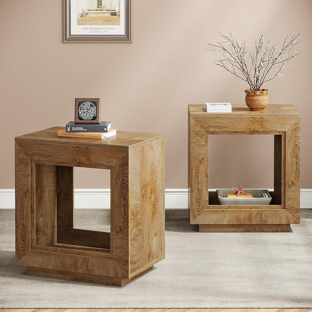 Tribesigns Rustic Wood End Table (2, Natural)
