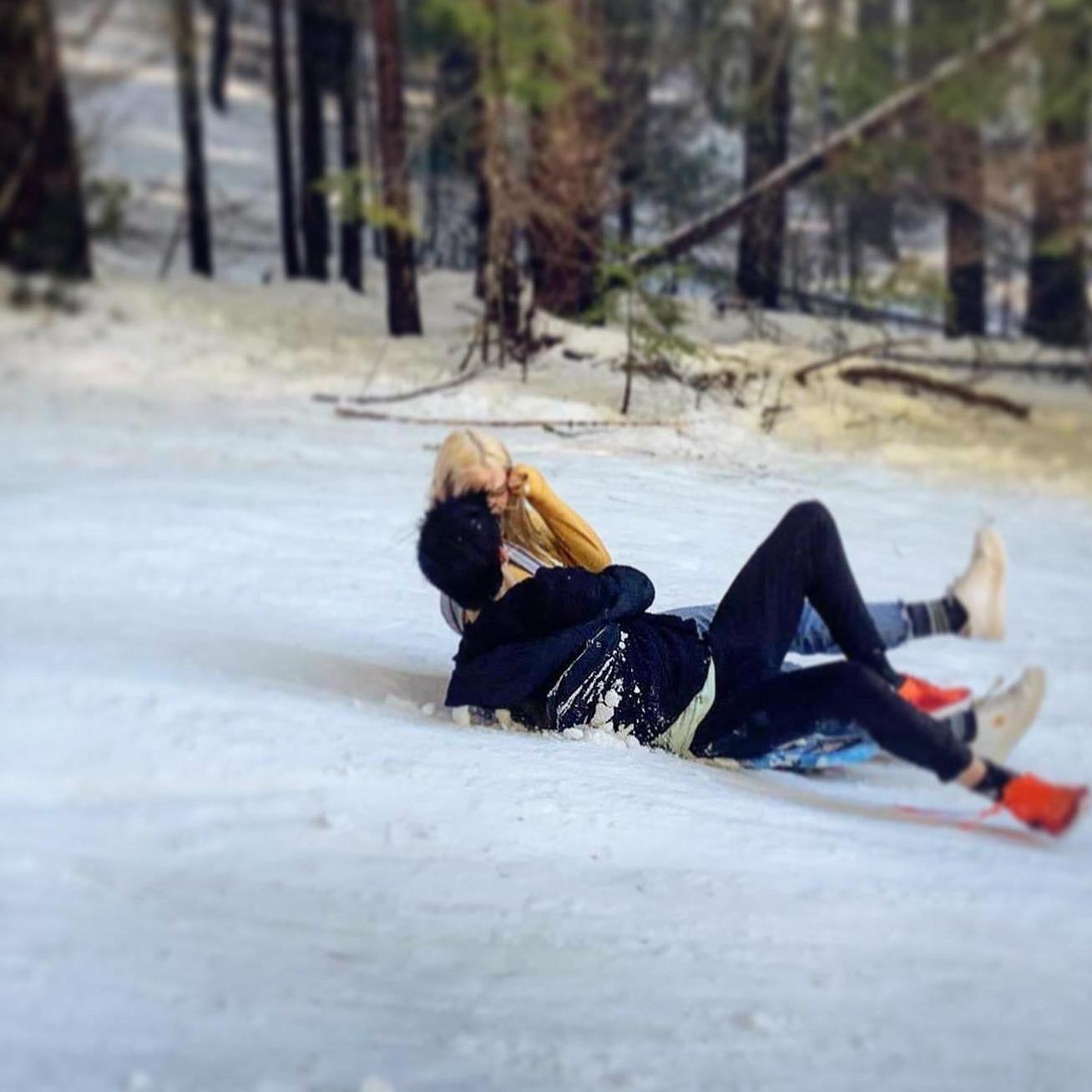 sledding on one sled