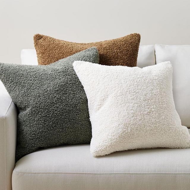 Cozy Teddy Faux Fur Pillow Cover in HEATHERED CHARCOAL
