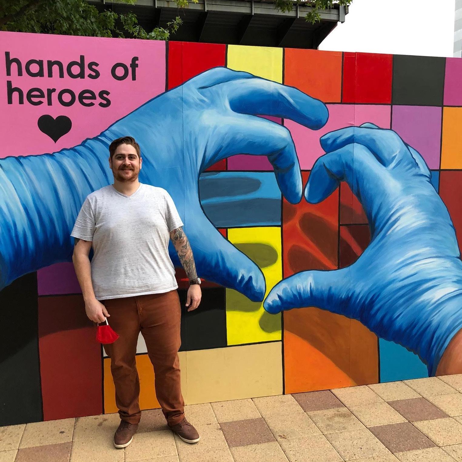 It seemed way too fitting to have Stephen take a picture in front of this mural in Discovery Green Park in Houston, TX! We spent three months there as he helped out a local hospital with the pandemic.