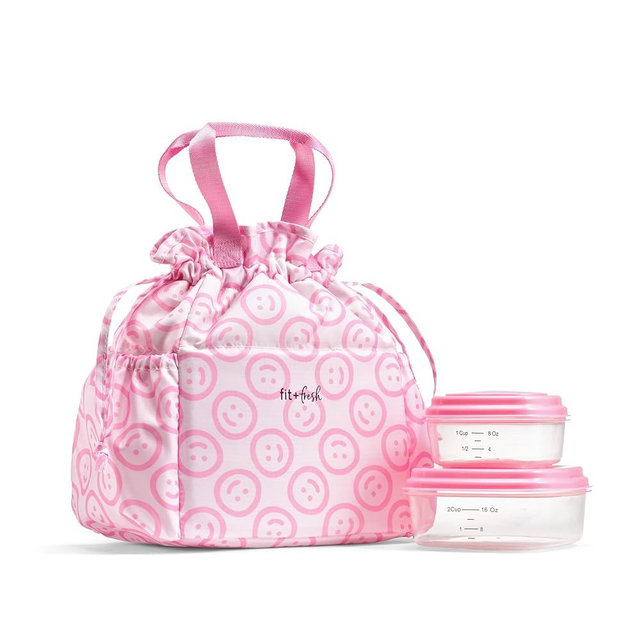 Fit & Fresh Lunch Bag For Women, Insulated Womens Lunch Bag For Work, Stain-Resistant Large Lunch Box For Women With Containers, Cinch Closure Cromwell Bag Cotton Candy