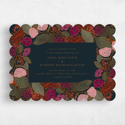 Blue Scalloped Wedding Invitation - Elody Landscape
