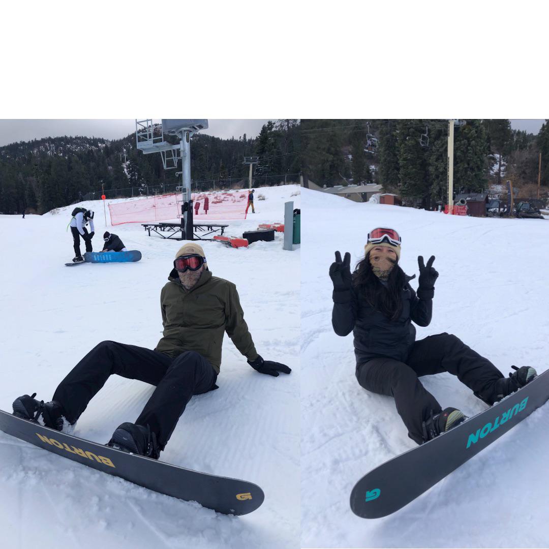 Our first time snowboarding up in Big Bear.