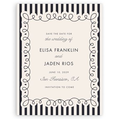 Ebony, Beige Wedding Digital Save the Date - Imogen Portrait
