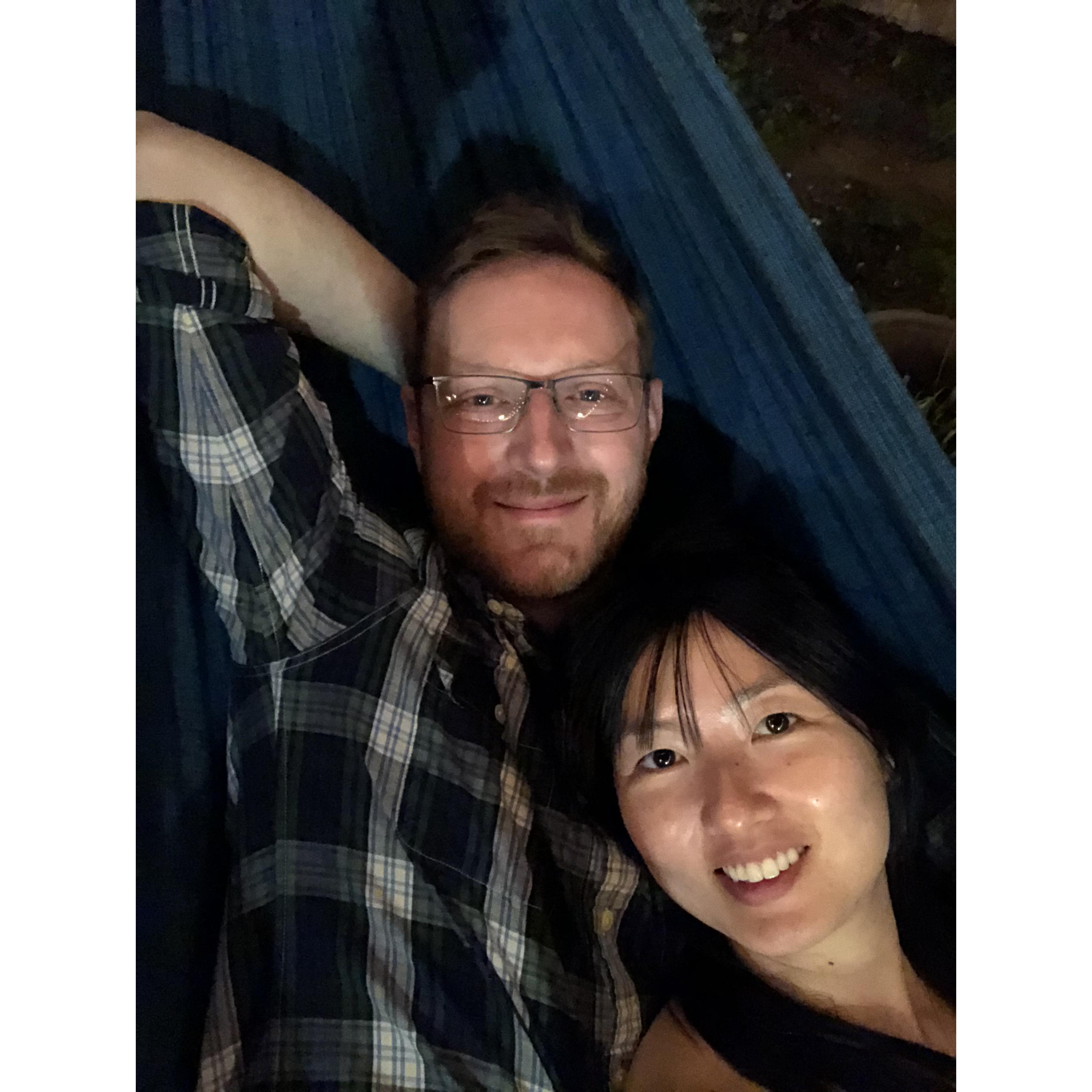 Laying in a hammock in Ryan's backyard when we first started dating