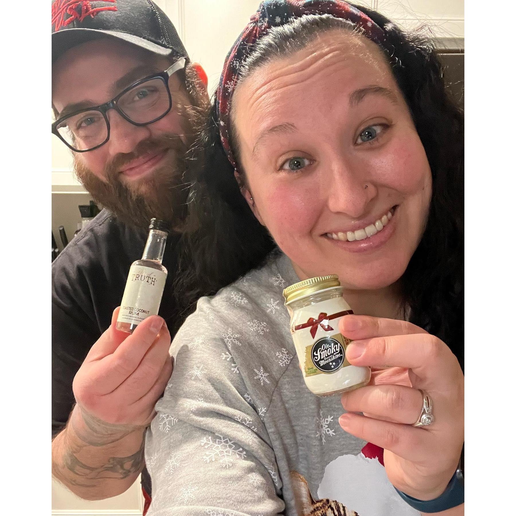 Our yearly event, 12 shots of Christmas. Which is also how Mike proposed in 2021.