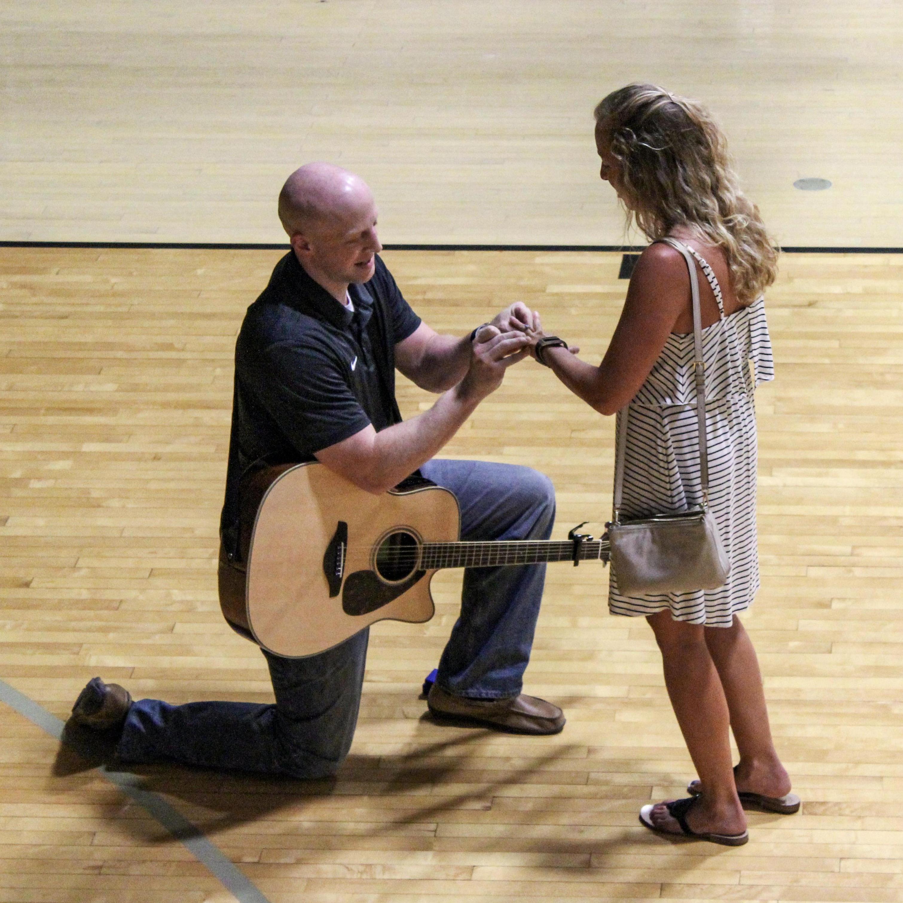 We got engaged on June 8th in the Cheatham County High School gym.