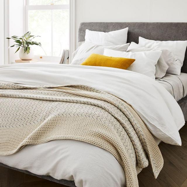 Mixed Herringbone Blanket, Black Stone, Full/Queen