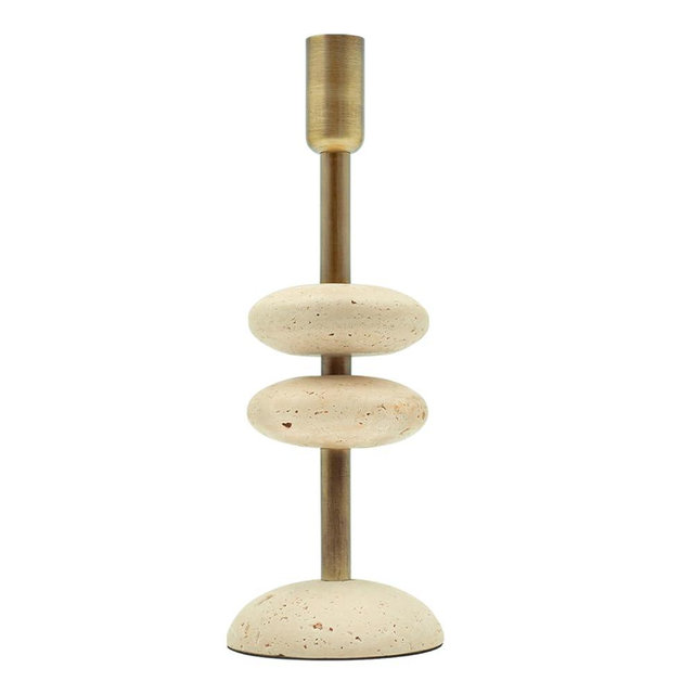 NEXOTIQUE Marble Candlestick Holders, Taper Candle Holder for Table Candles White Candelabra Candle Holders for Console Tabale, Wedding Centerpiece, Cozy Home Decor, Travertine, 10''