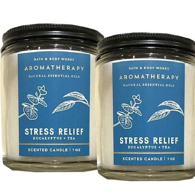 Bath and Body Works Aromatherapy Eucalyptus Tea (7oz/ 198 g) Single Wick Candle, Pack of 2