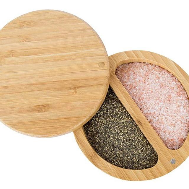 Relative Foods 2 Compartment Bamboo Duet; Set includes Himalayan Pink Salt and Pepper