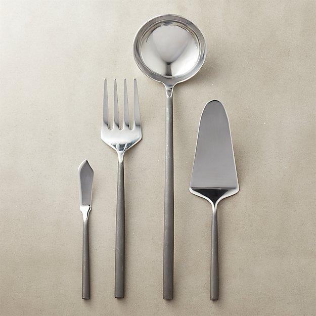 4-Piece Rush Blackened Handle Serving Utensil Set