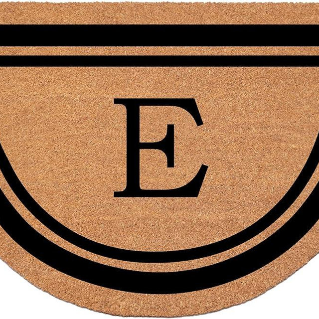 Calloway Mills Half Circle Black Border 18" x 30" Monogram Doormat (Letter E)
