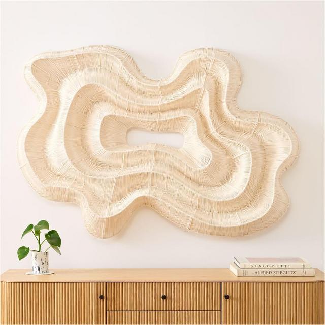 Geode Fiber Wall Art, Natural, 55x38, Cotton