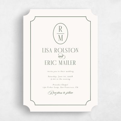 Beige Ticket Wedding Invitation - Idalia Portrait