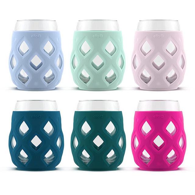 Ello Cru Stemless Wine Glass Set with Silicone Sleeves