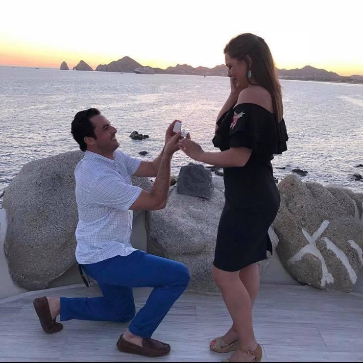 Sean's surprise proposal at sunset in Cabo in January 2018. Sunset Mona Lisa was the most perfect place to surprise Ellen!
