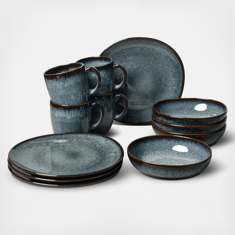 Villeroy & Boch Lave Gris 12-Piece Dinnerware Set, Service for 4
