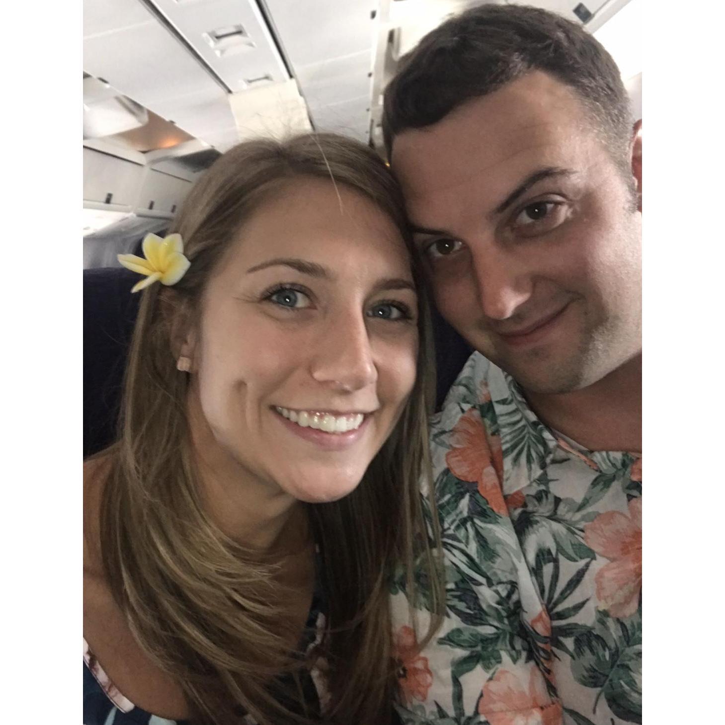 On the way to get engaged in Hawai'i! Joe was really sneaky about the whole thing!