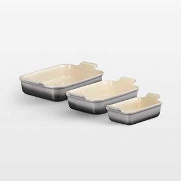 Le Creuset Heritage Shallot Rectangular Baking Dishes, Set of 3 + Reviews | Crate & Barrel - Oyster