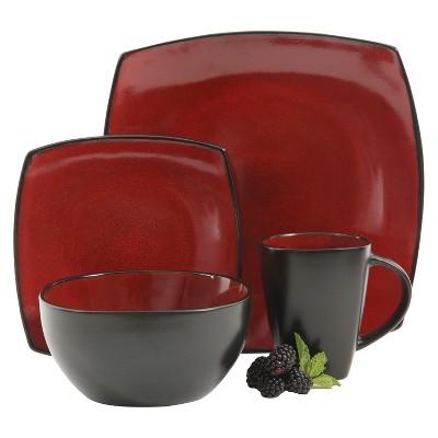 Gibson Tocata Lounge 16pc Dinnerware Set Red
