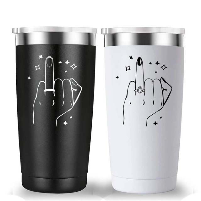 Mamihlap Ring Finger Travel Mug Tumbler.Engagement Gifts Wedding Gifts for Couples.Bride To Be Newly Engaged Bridal Shower Gifts.Wedding Tumbler for Newlyweds Couple Bride & Groom.(20oz Black&White)