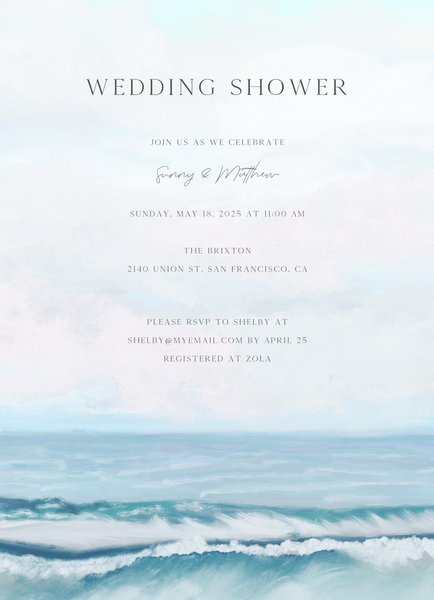 Clearwater Portrait | Light Sky | Zola Wedding & Bridal Shower Invitations