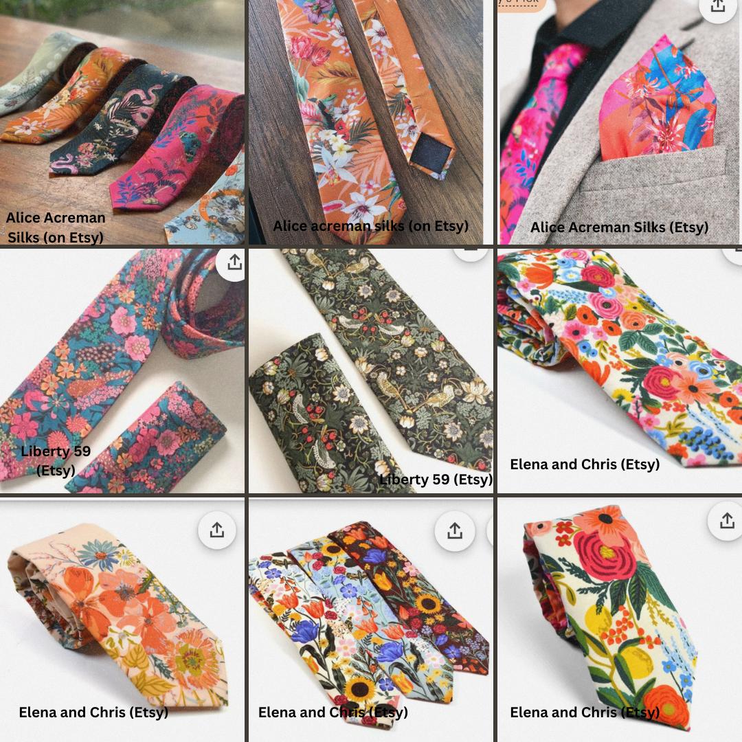 These are all ties that include florals within the color Scheme! Zoom in!