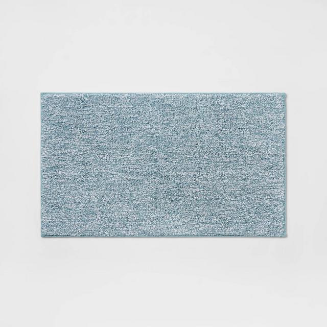 20"x34" Performance Texture Solid Accent Bath Rug Aqua - Threshold™
