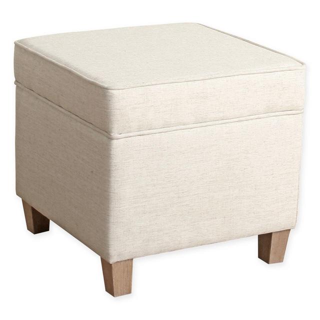 HomePop Square Storage Ottoman in Natural