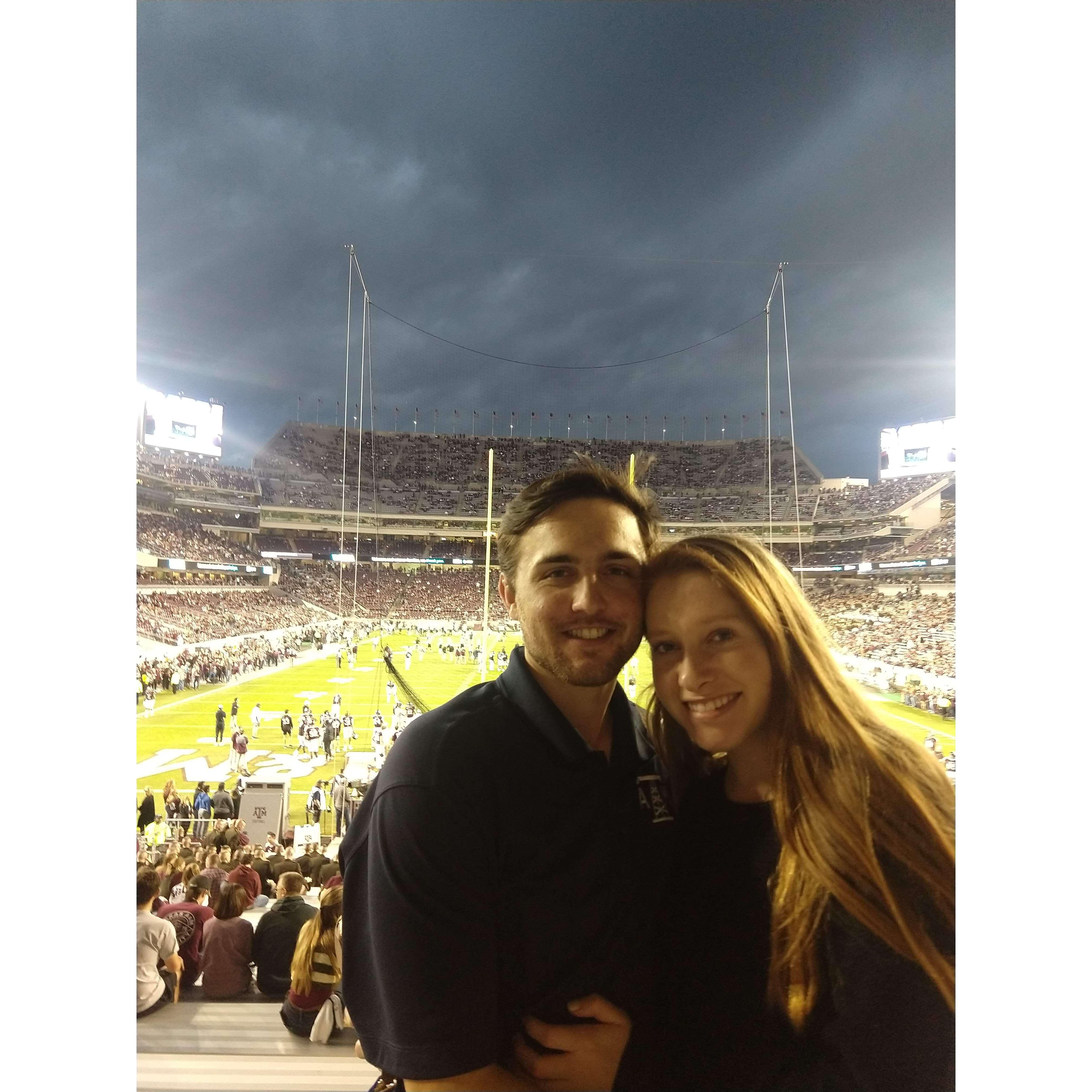 While Hannah enjoys the tailgating a bit more than being in the stadium, Alex did convince her to go into the game this time :)