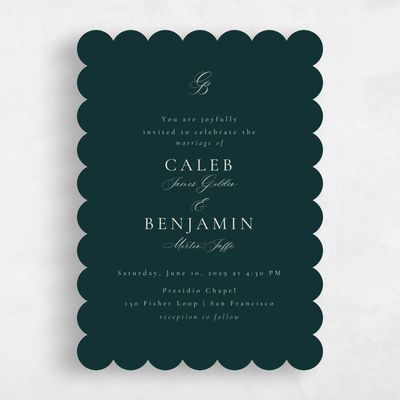 Green Scalloped Wedding Invitation - Twila Portrait