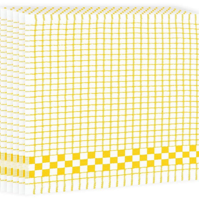 Fecido Classic Kitchen Dish Cloths with Hanging Loop (12 x 12 Inches) - Set of 6, Yellow