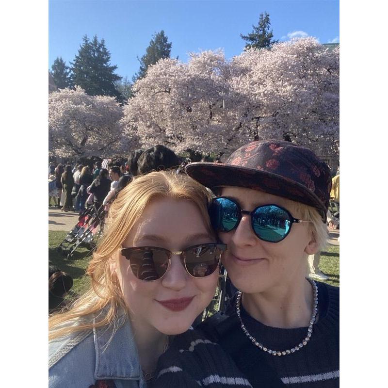 Enjoying the Cherry Blossom Festival at UW, April 2024.