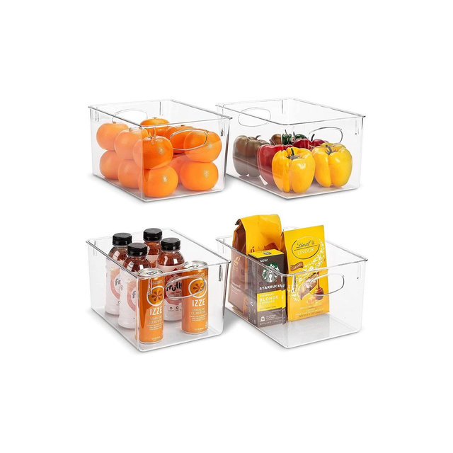 Sorbus Large Plastic Storage Bins - for Kitchen Organization, Pantry Organizers and Storage, Fridge Organizer - Clear Storage Bins
